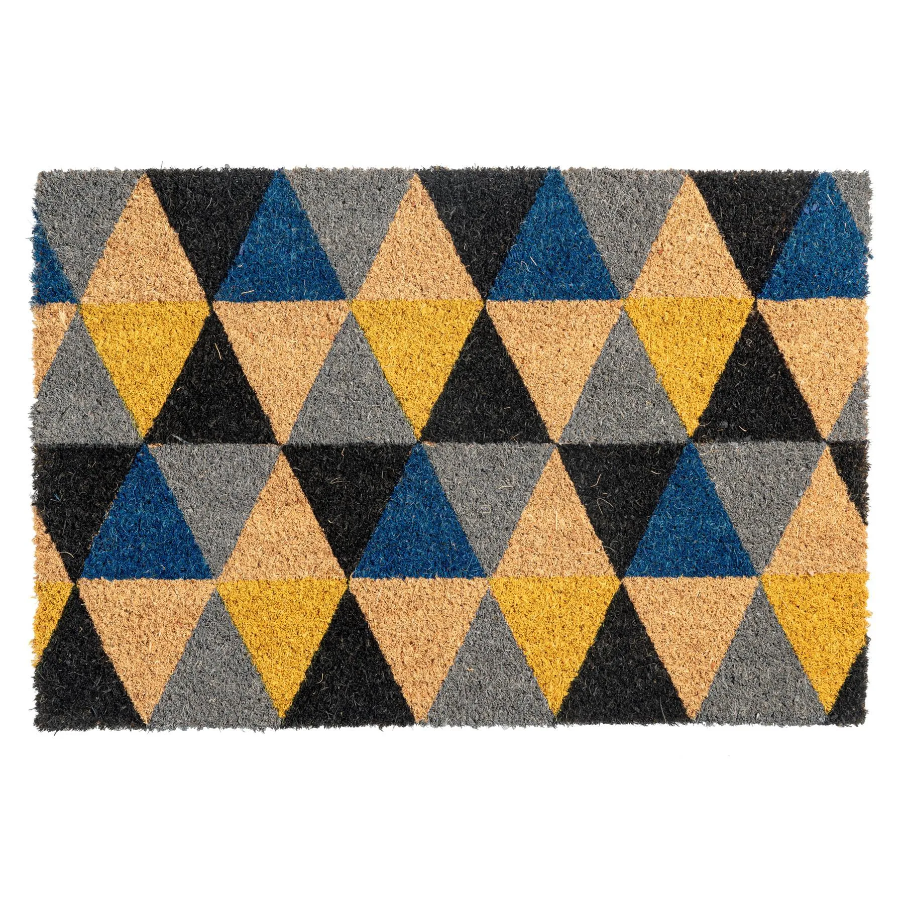 60cm x 40cm Dark Multicoloured Triangles Coir Door Mat - By Nicola Spring