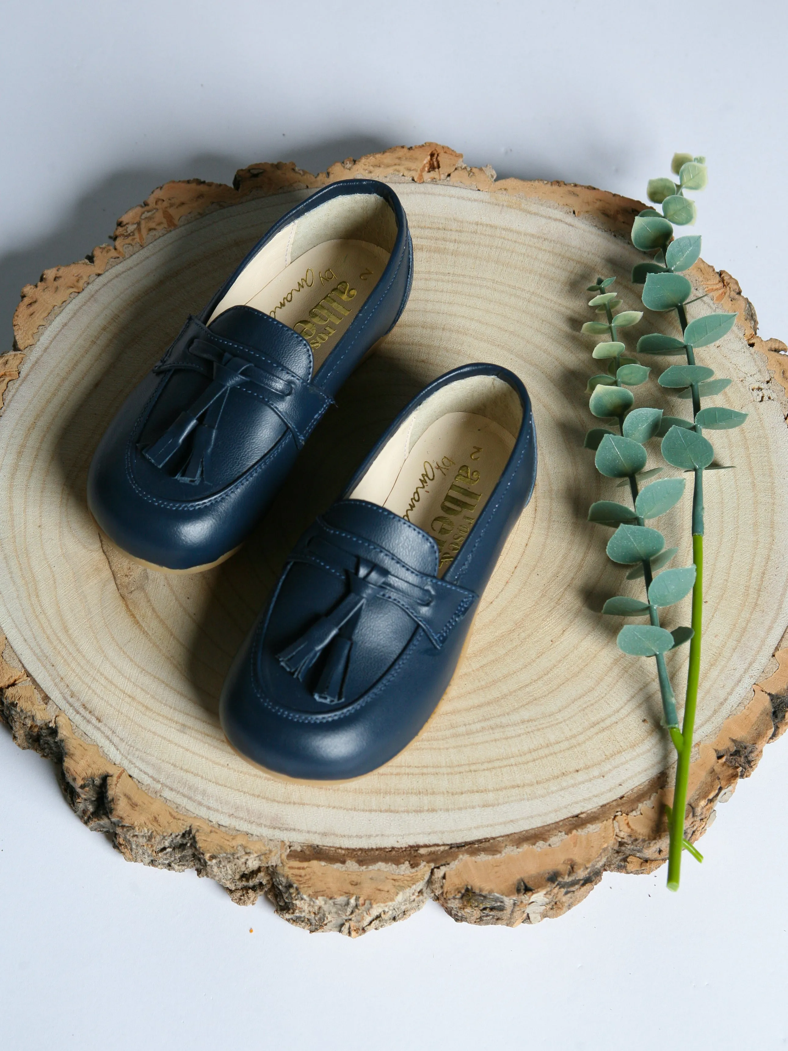 Ananas Petit Navy 'Teco' Leather Loafers