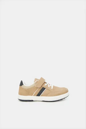 Boys Brown Material Block Sneakers