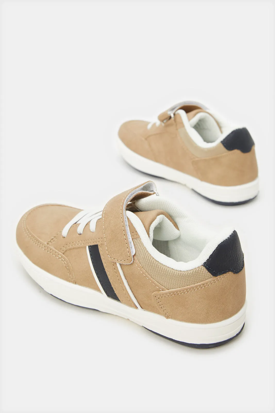 Boys Brown Material Block Sneakers