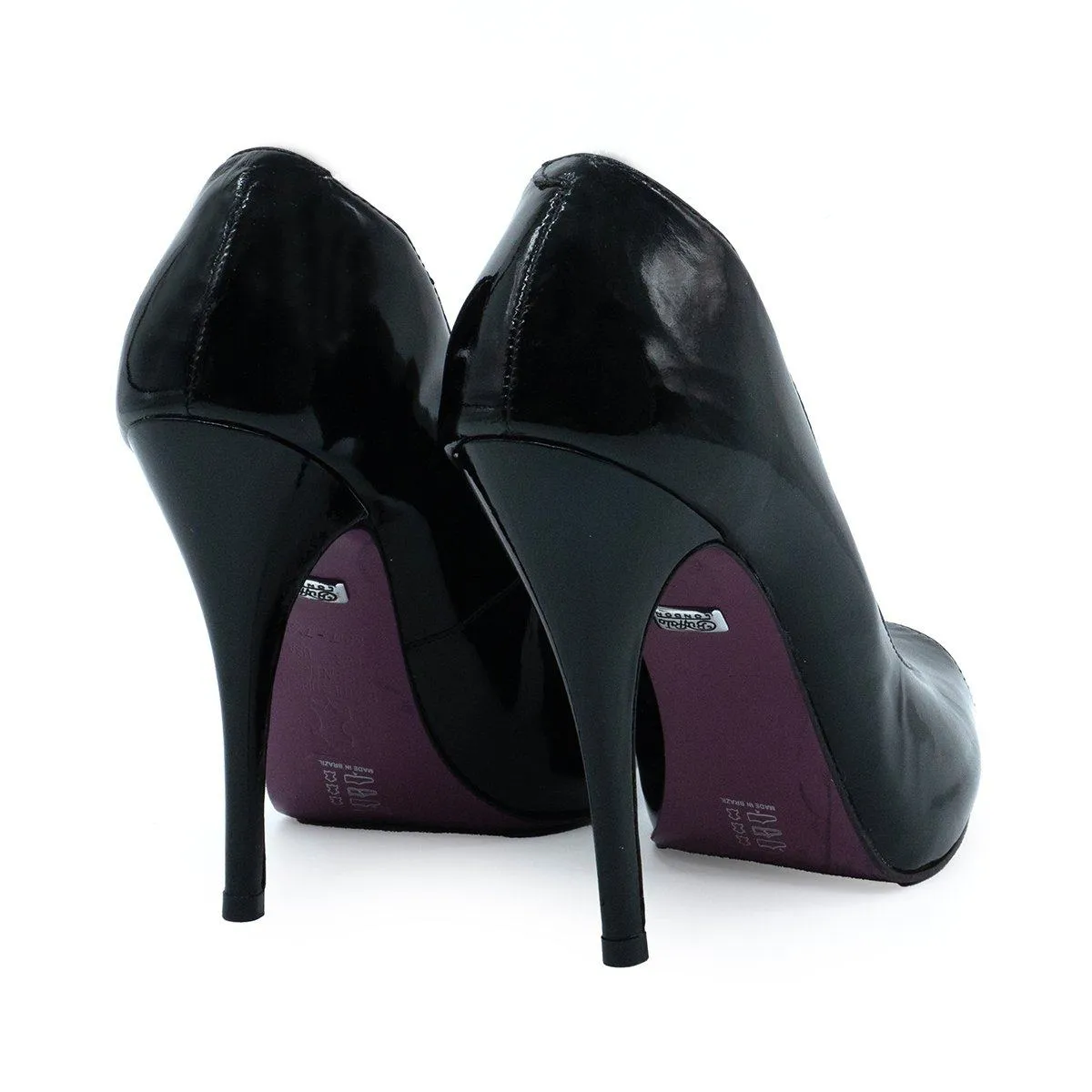 Buffalo London Peep Toe Patent Leather Black Colour For Women