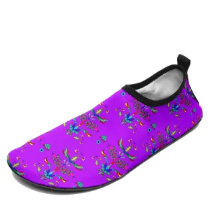 Dakota Damask Purple Kid's Sockamoccs Slip On Shoes