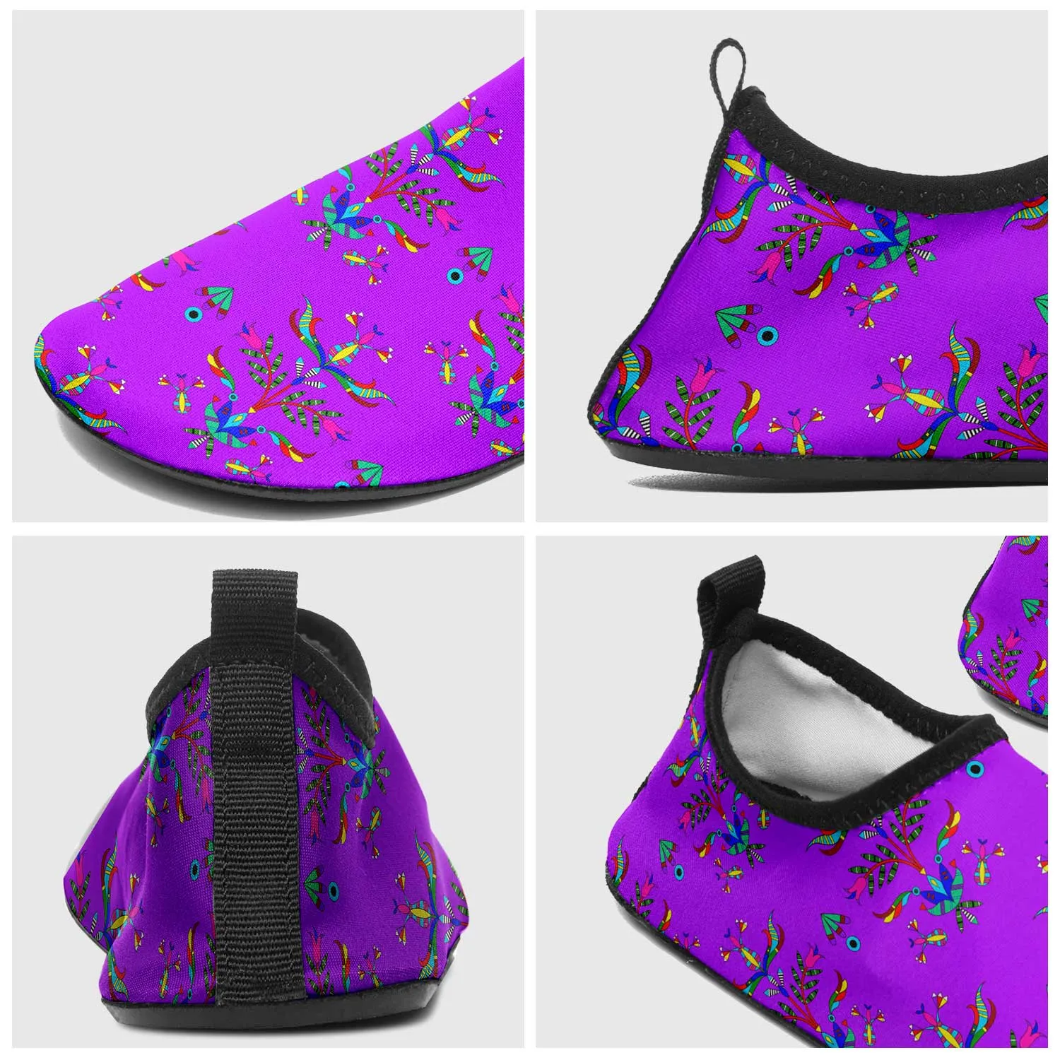 Dakota Damask Purple Kid's Sockamoccs Slip On Shoes