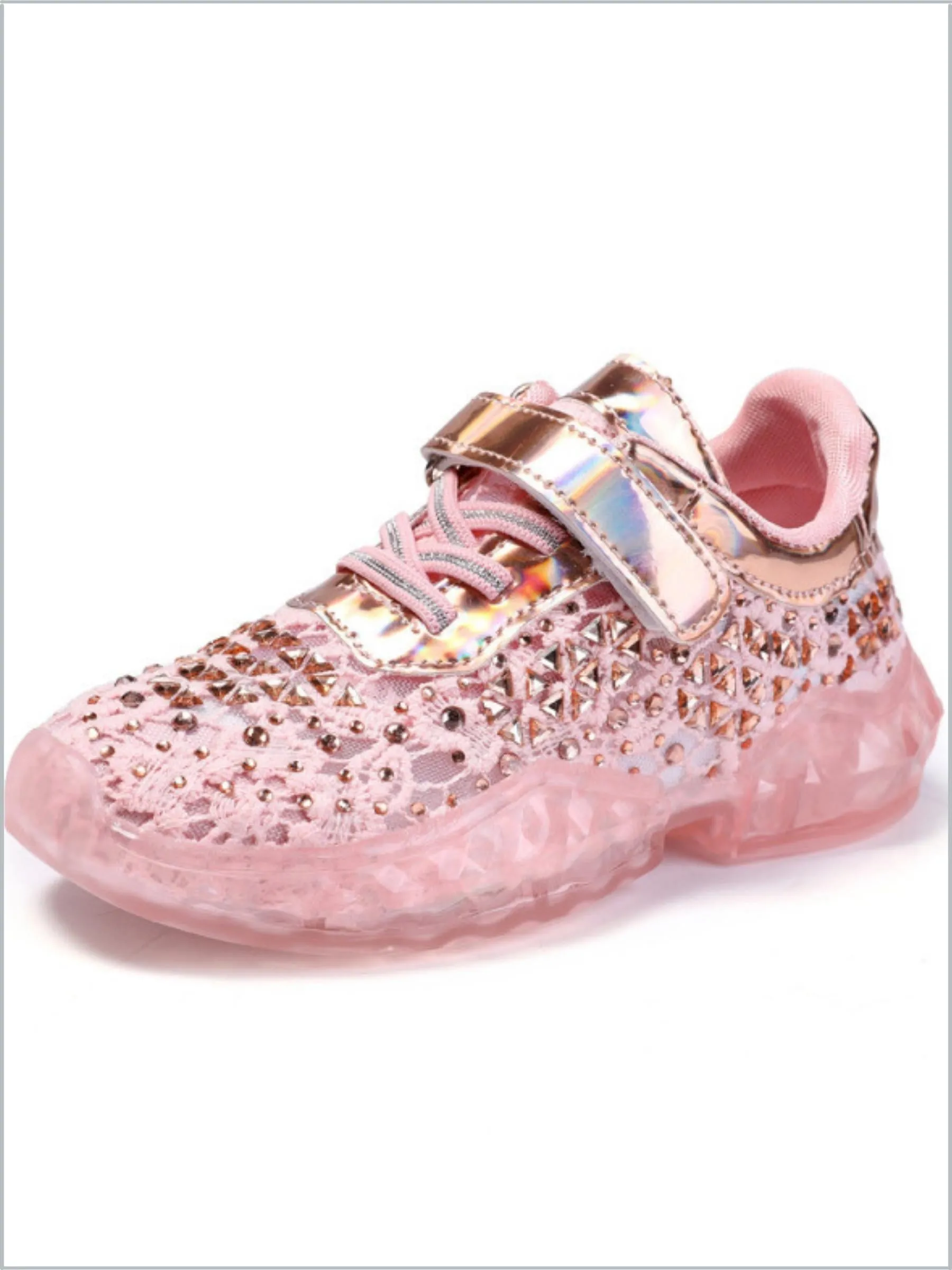 Girls Magical Rhinestones And Lace Non-Slip Sneakers By Liv and Mia