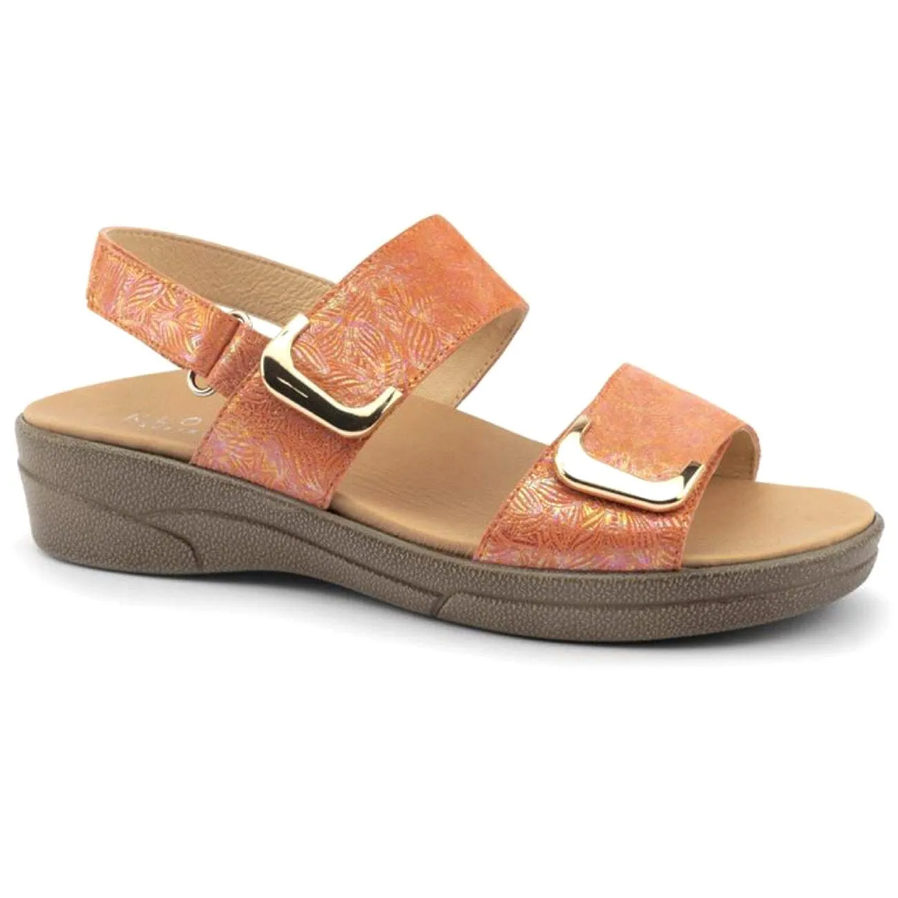 Klouds Elegance Sandal Leather Coral Print