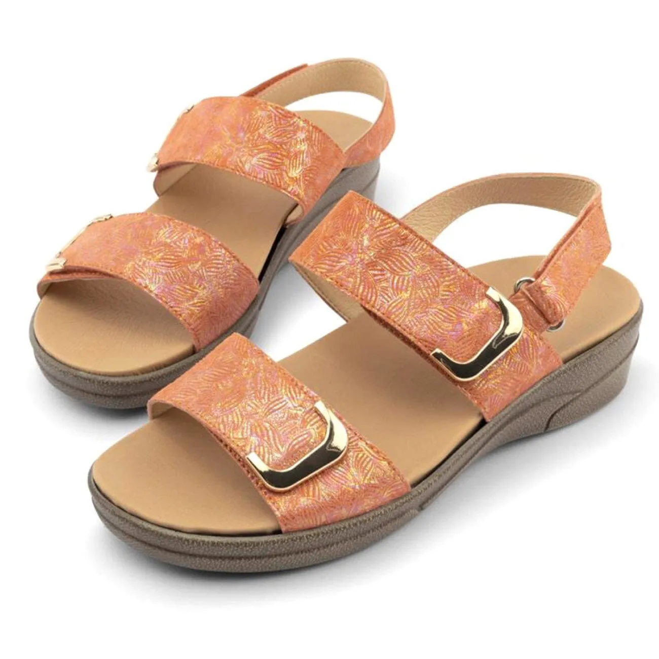 Klouds Elegance Sandal Leather Coral Print