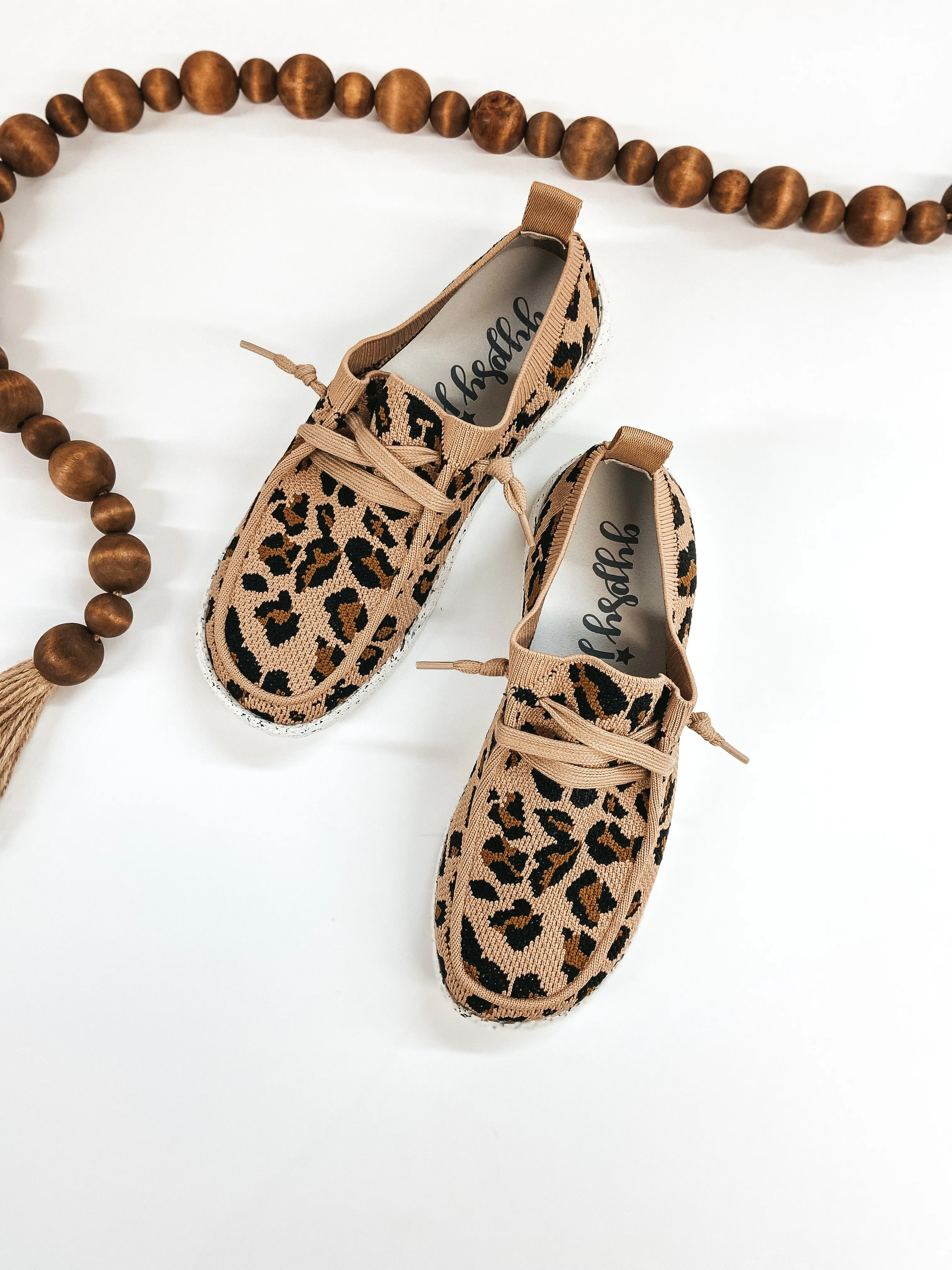 Last Chance Size 8 & 8.5 | Very G | Have To Run Knit Stretch Slip On Loafers with Laces in Leopard Print