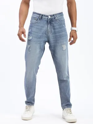 Men Blue Regular Fit Cropped Jeans