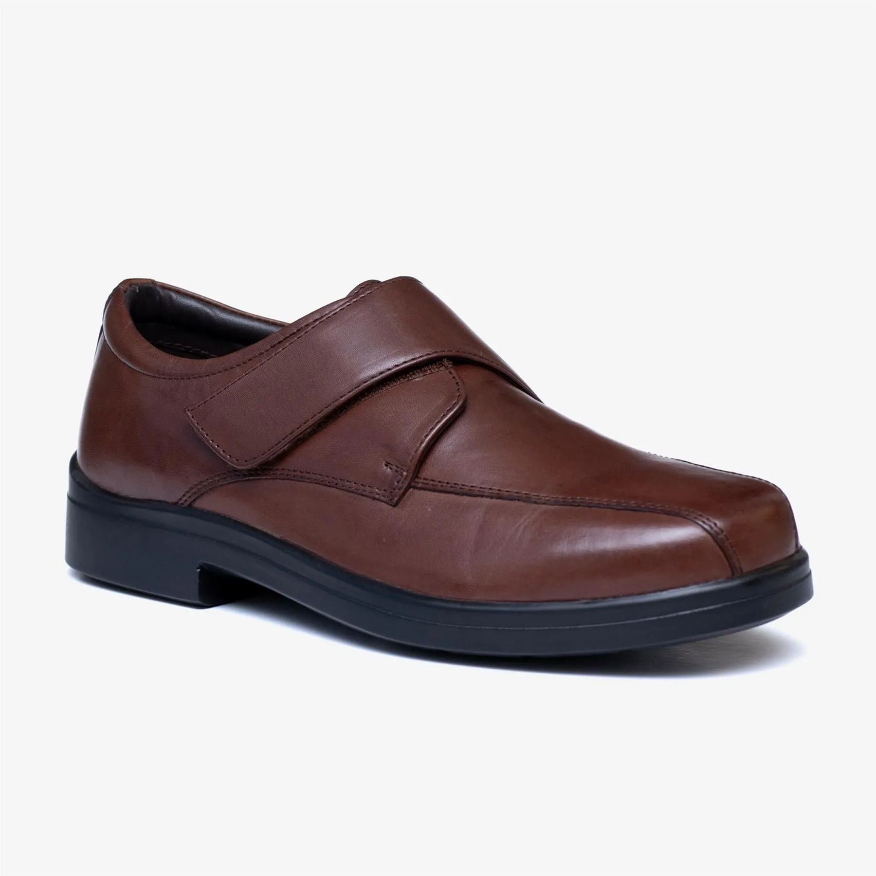 Mens Wide Fit Tredd Well Peter Velcro Shoes - Dark Brown