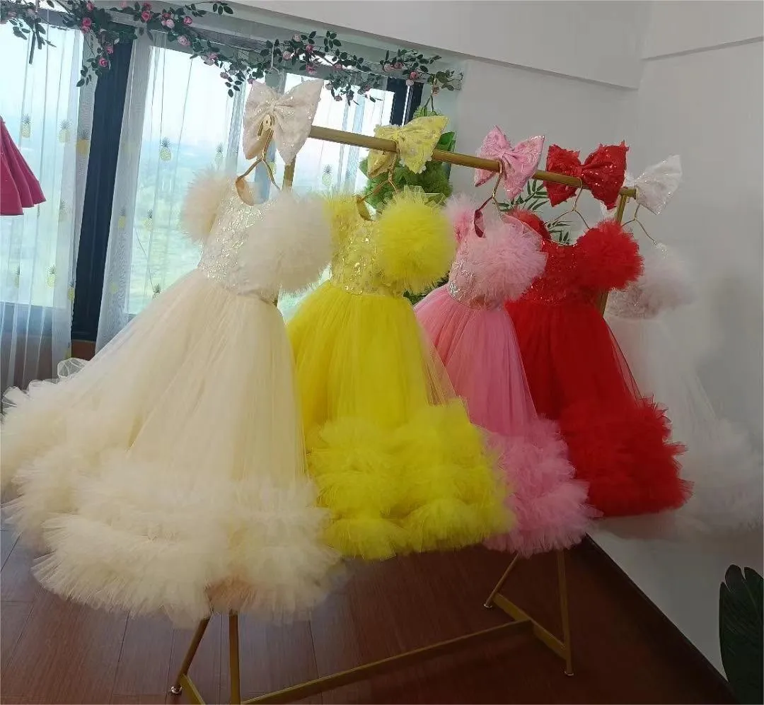 multicolour sleeve baby birthday party princess dress for wedding dress for girls