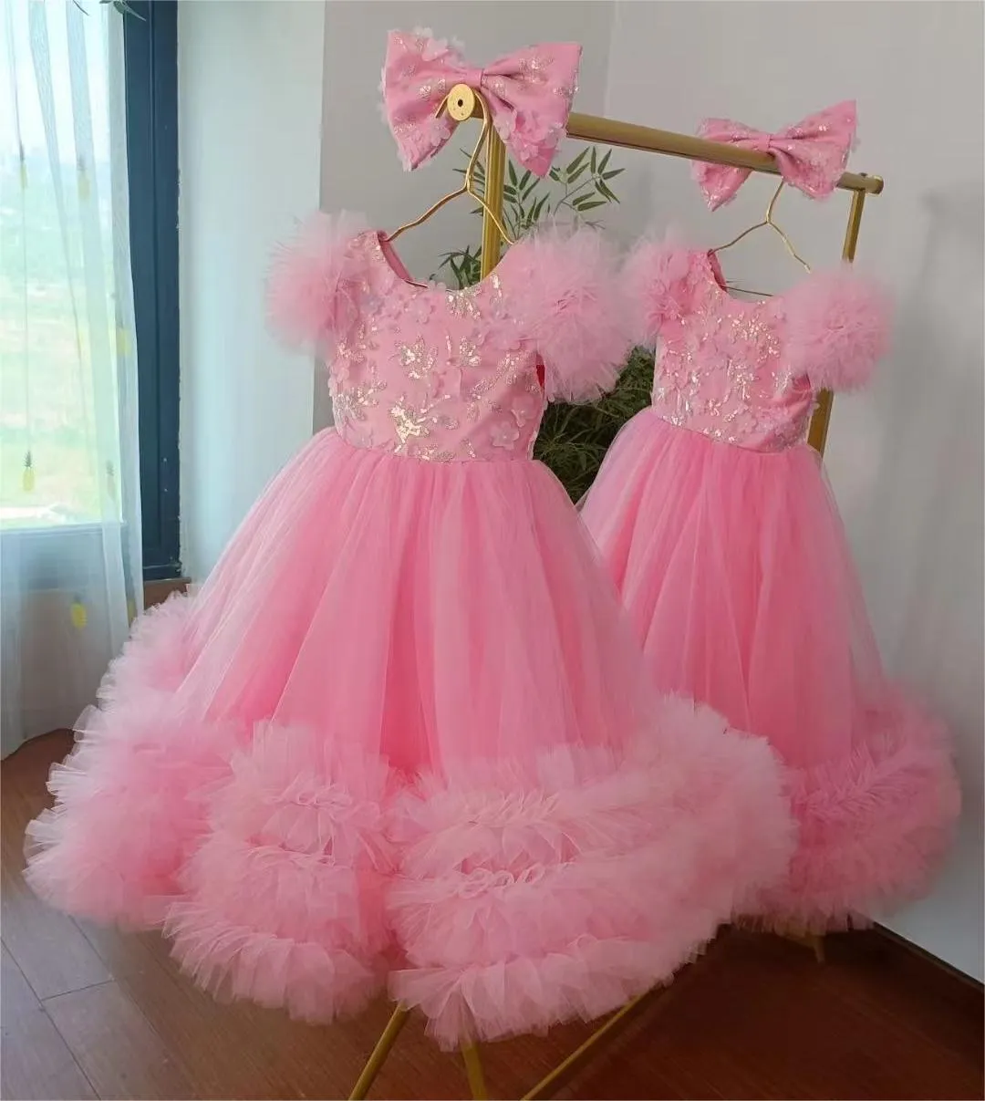 multicolour sleeve baby birthday party princess dress for wedding dress for girls