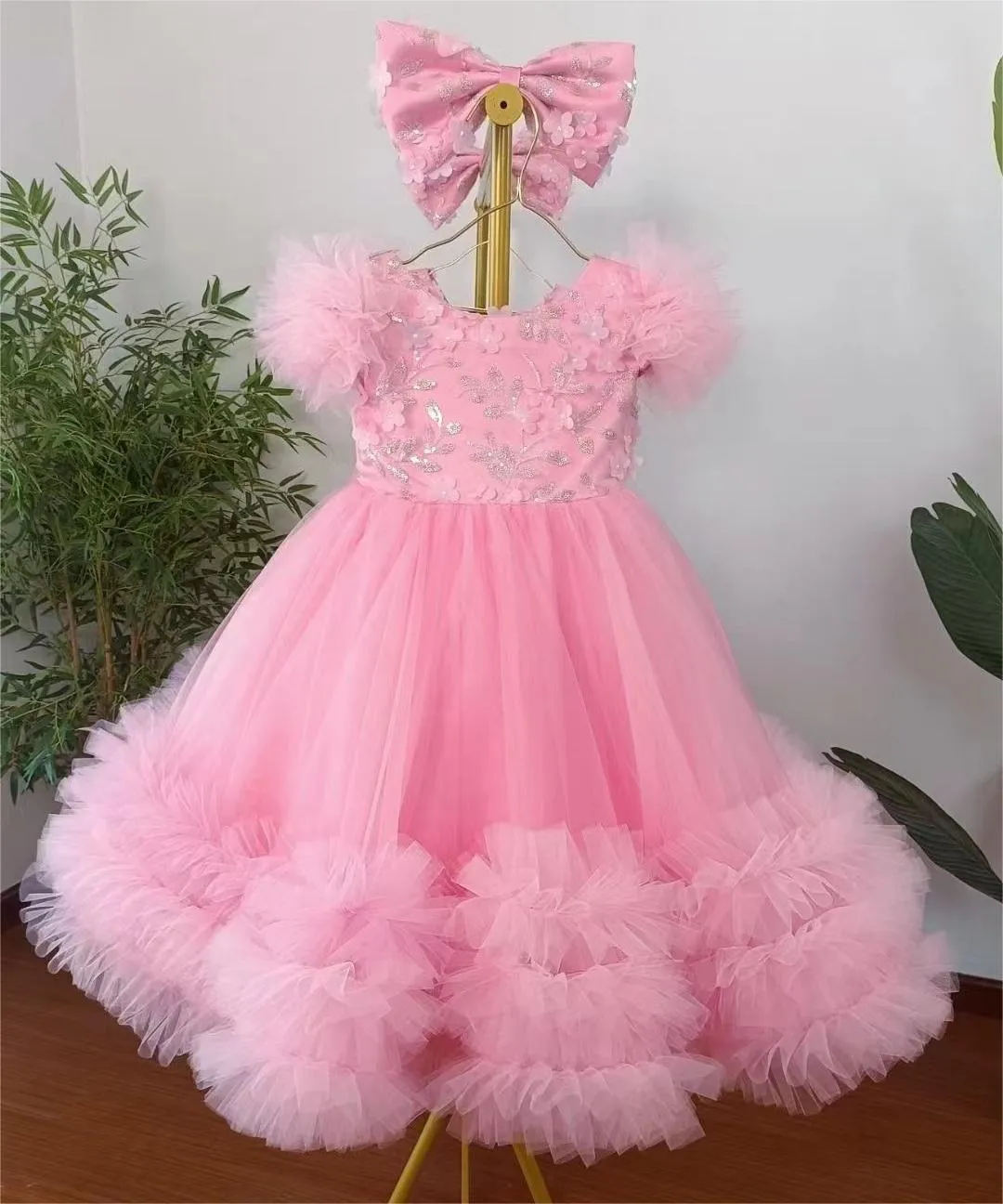 multicolour sleeve baby birthday party princess dress for wedding dress for girls