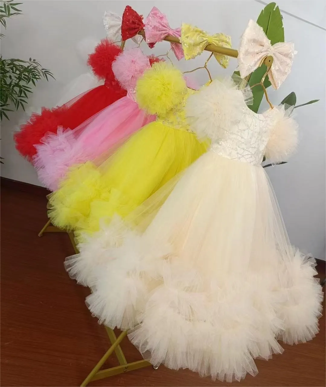 multicolour sleeve baby birthday party princess dress for wedding dress for girls