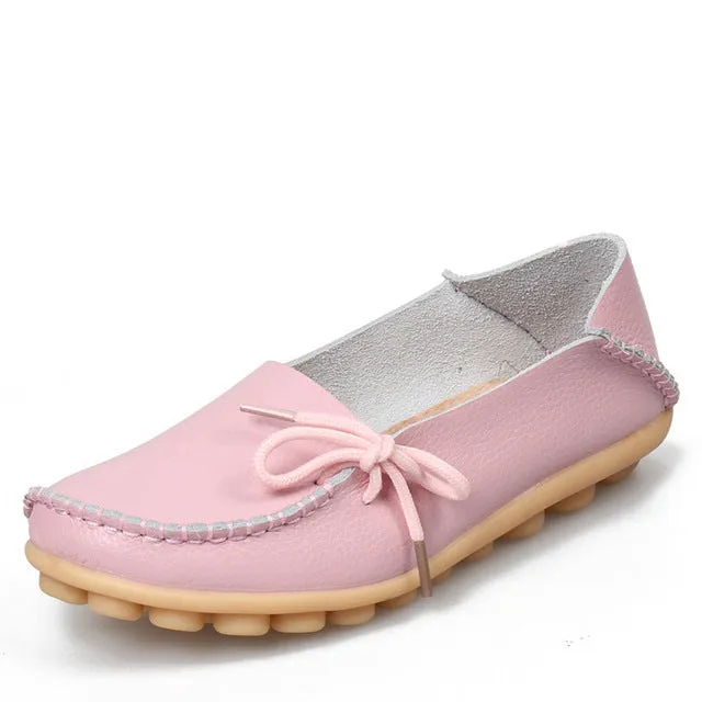 New Women Real Leather Shoes Moccasins Mother Loafers Soft Leisure Flats Female Driving Casual Footwear Size 35-44 In 24 Colors