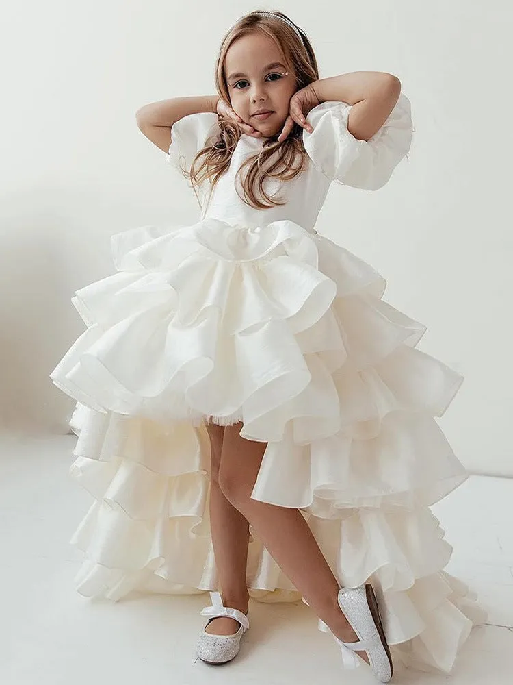 Puff sleeve Baby birthday party puff sleeve tail cute girl princess dress