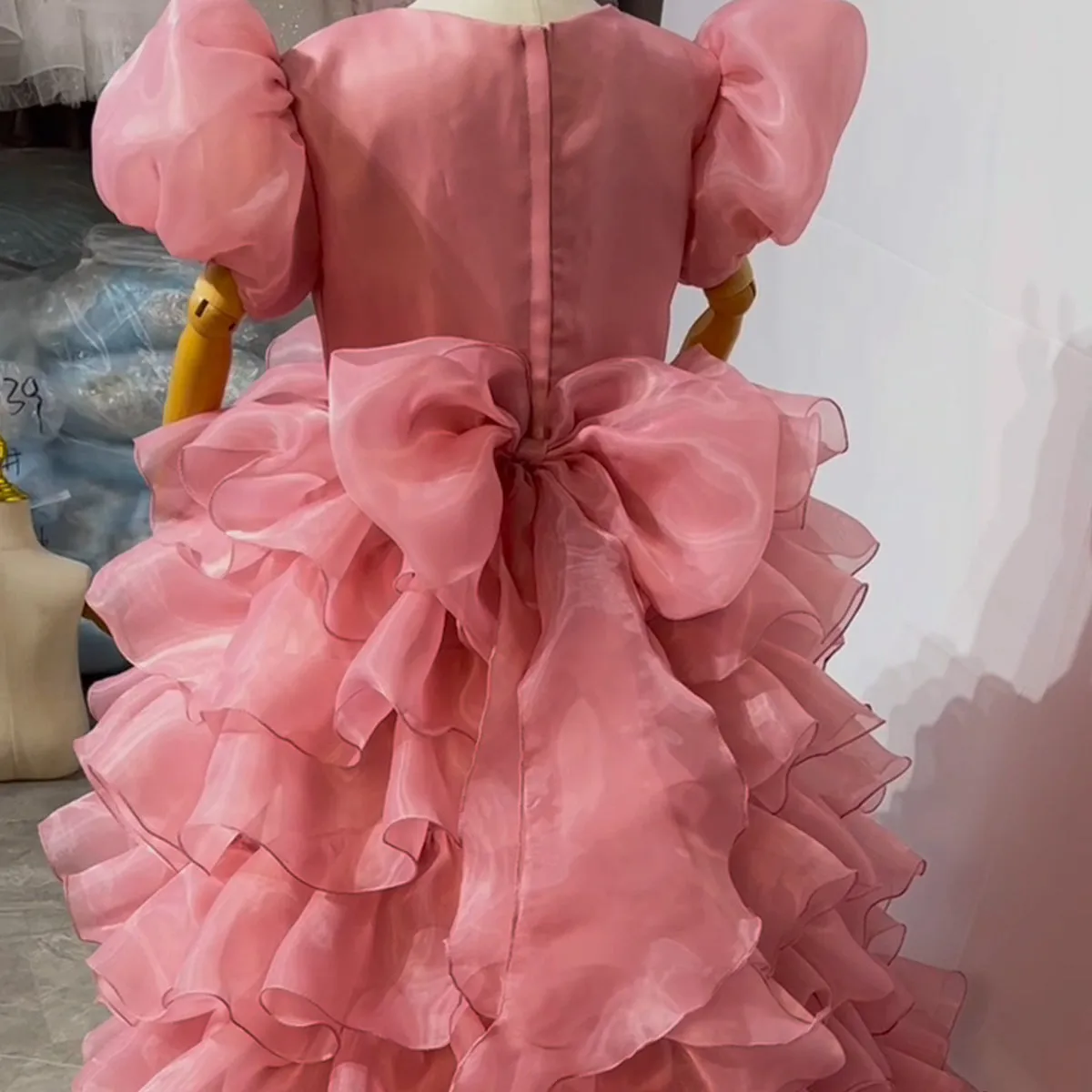 Puff sleeve Baby birthday party puff sleeve tail cute girl princess dress