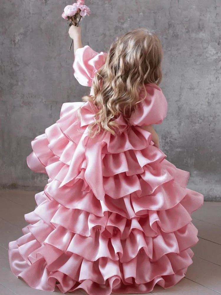 Puff sleeve Baby birthday party puff sleeve tail cute girl princess dress