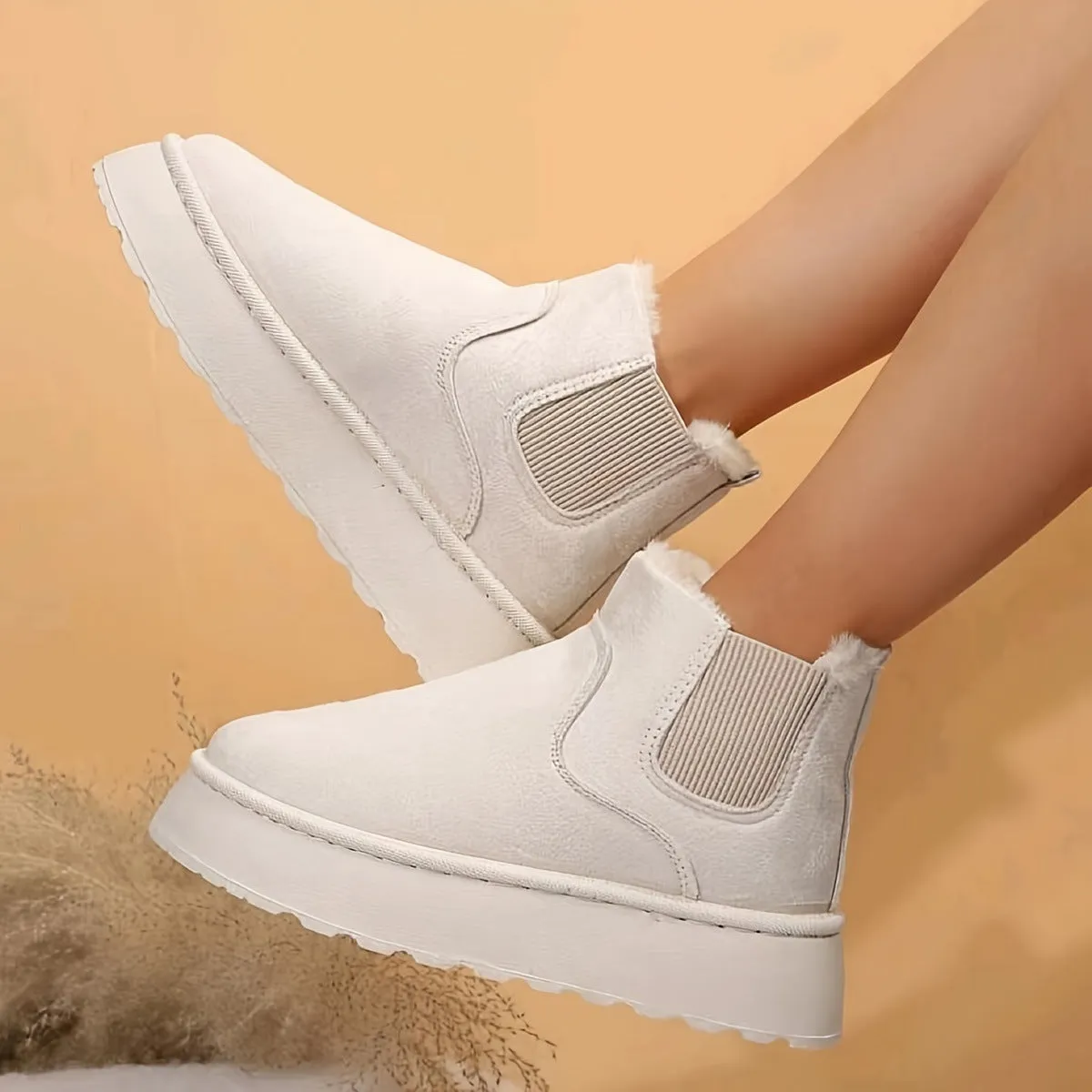 Winter Snow Boots Fashion Flat Thick-soled Cotton Shoes Round Toe Warm Plush Ankle Boot For Women