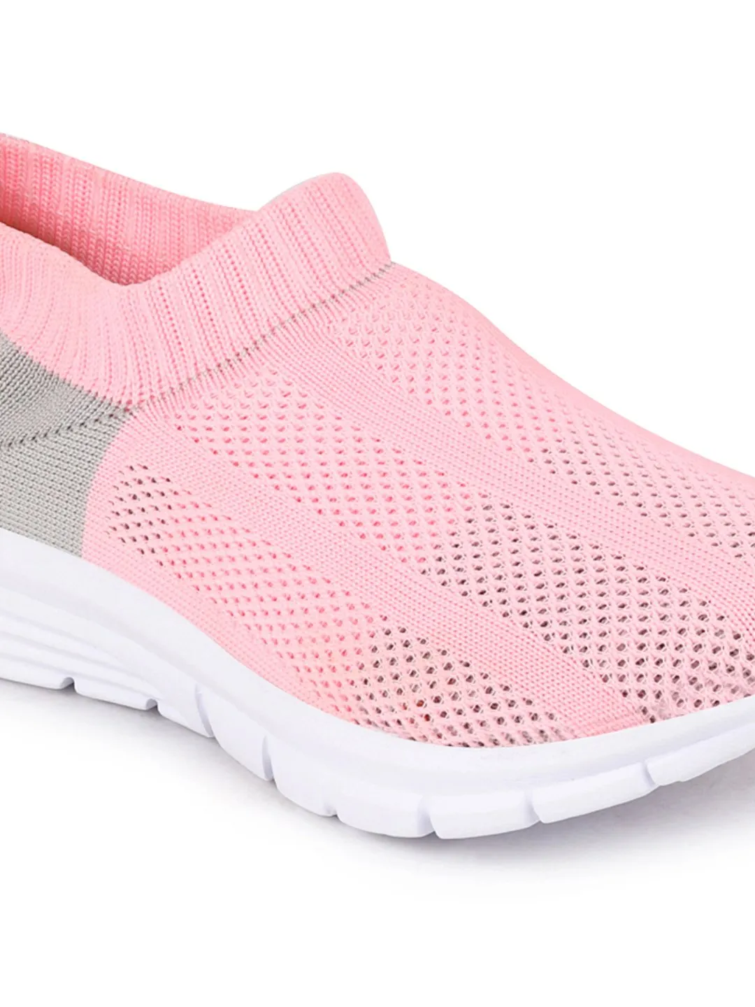 Women Pink/Grey Sports Slip-On Walking Shoes