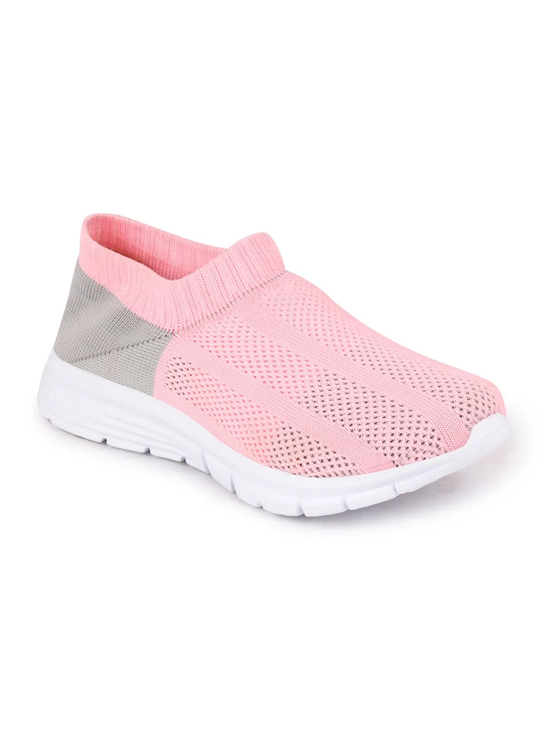 Women Pink/Grey Sports Slip-On Walking Shoes