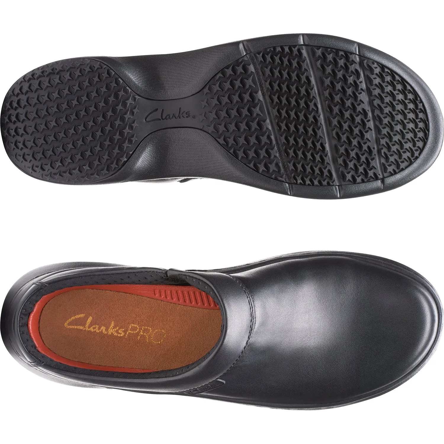 Women's Clarks Pro Clog Black Leather