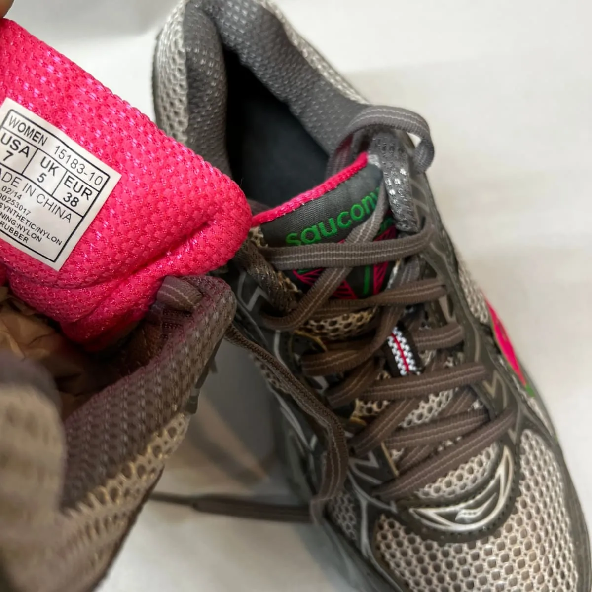 Women's Grid •Cohesion TR7• Trail Running Grey/Green/Fuchsia Size 7M -Preowned