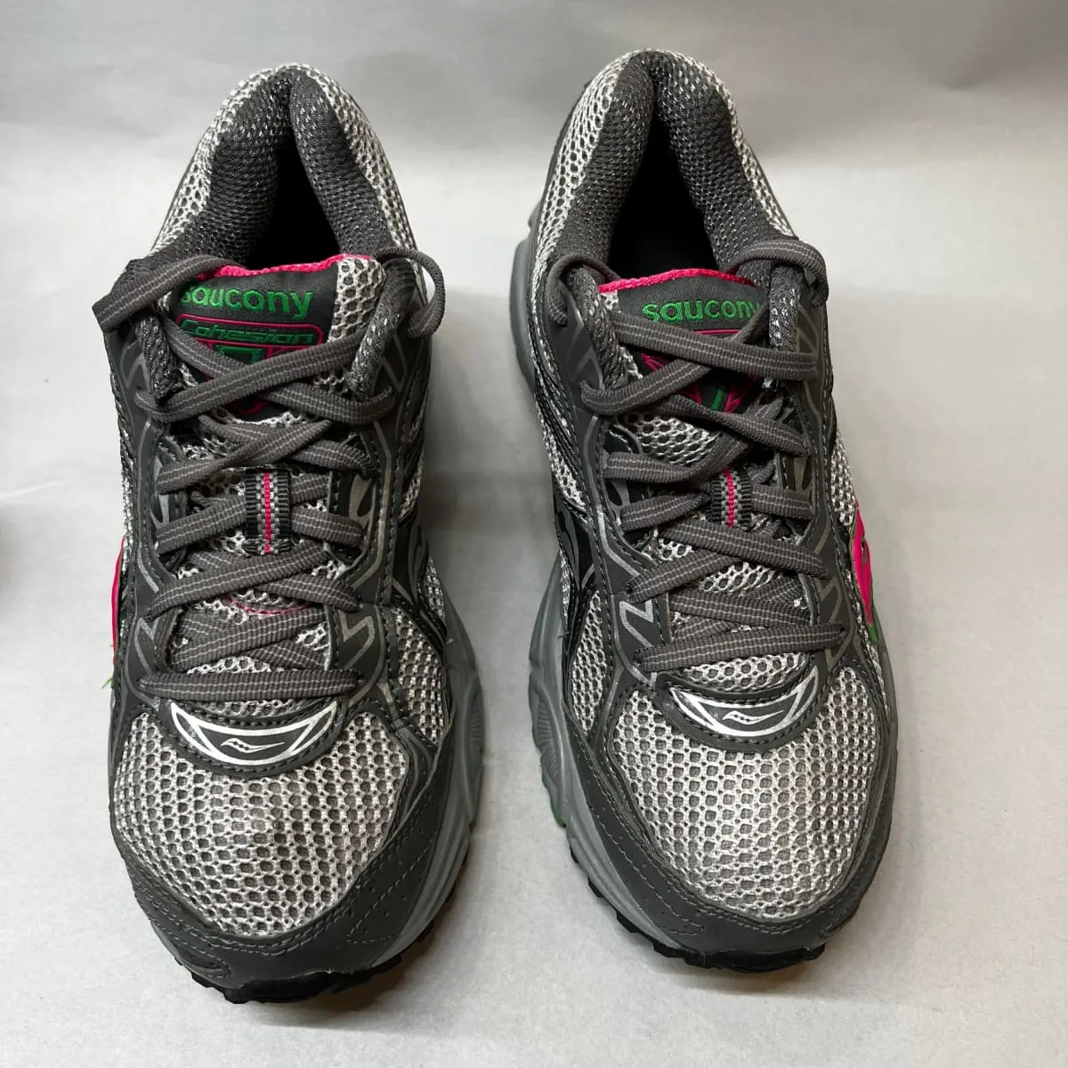 Women's Grid •Cohesion TR7• Trail Running Grey/Green/Fuchsia Size 7M -Preowned