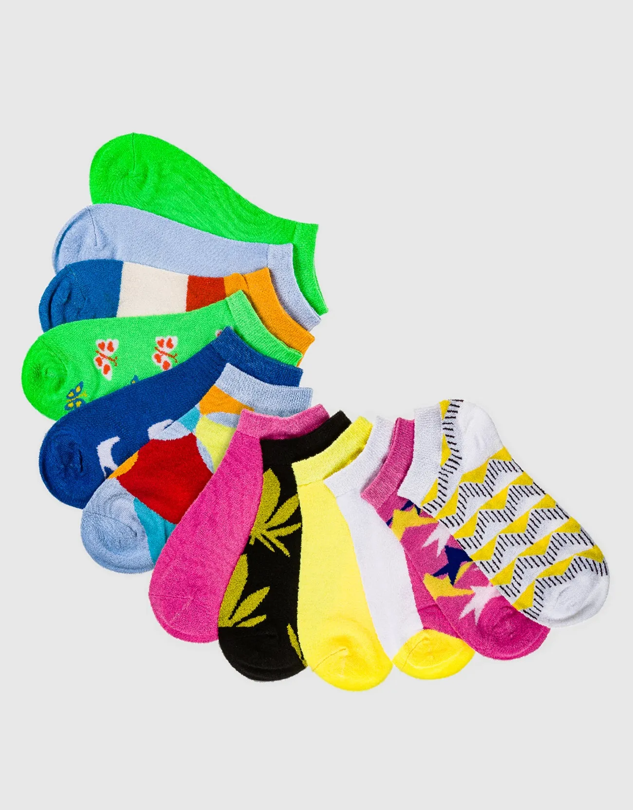 Womens Multicolor Ankle Socks 12 Pack